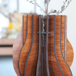 wood art object, a trinket-like vase for shelves, tables