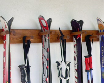 Porte-skis vertical en bois mural, Porte-skis, Rangement pour les skis