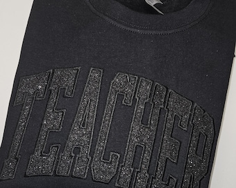 Sudadera negra CUSTOM WORD con purpurina negra