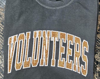 Camiseta de color cómodo de Volunteers con brillo bordado