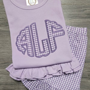Personalized embroidered seersucker short sets