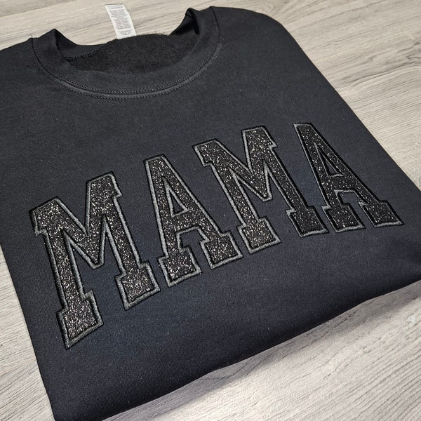 Black on black glitter MAMA sweatshirt