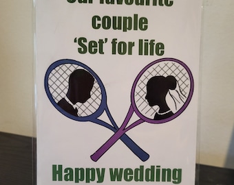 Tarjeta de boda de tenis fijada para toda la vida.