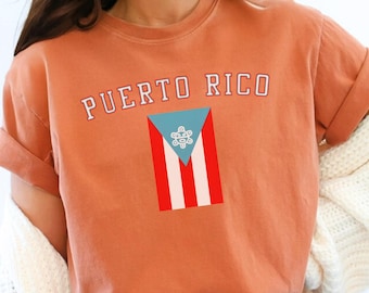Puerto Rico T-shirt, Casual T-shirt, Komfortfärger, PR-flagga T-shirt, Boricua-skjorta, Sommaressentiella, Island Pride-kläder, Present till honom/henne