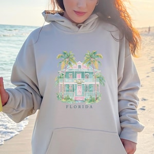 Key West Hoodie, Cute Beach House Sweatshirt, Sunshine State Gift, Tropical Island Apparel, Florida Souvenir, FL Pride Hoodie, Travel Top