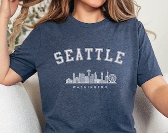 Seattle Washington T-Shirt, Seattle Tee, City Skyline Top, Seattle Sweatshirt, PNW Vacation Shirt, WA State Apparel, Space Needle Souvenir