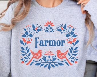 Farmor Sweatshirt, Swedish Grandmother Sweater, Grandma Gift, Swedish American Gifts, Scandinavian Style, Folk Art T-Shirt, Sweden Shirt