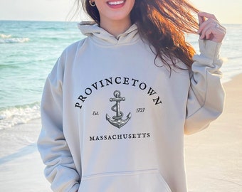 Sweat Provincetown, pull Massachusetts, col rond P-town, sweat MA, cadeau Beach Town, T-shirt Provincetown, souvenir de la côte est - France