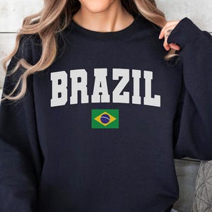 Brazil Sweatshirt, Brazil Sweater, Brazilian Crewneck Pullover, Brazilian Flag, Brazil Gift, Travel Sweater, Brazilian Souvenir