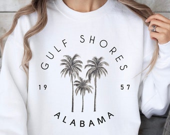 Gulf Shores Sweatshirt, Alabama Sweater, Surf City Pullover, AL Crewneck Top, AL Souvenir, Gulf Coast Beach Hoodie, Gulf of Mexico Fashion