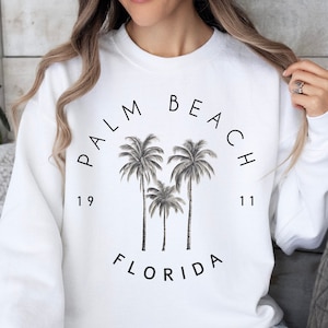 Palm Beach Sweatshirt, Florida Sweater, Palm Beach Pullover, Palm Crewneck Top, Beach Lover Souvenir, Palm Tree Hoodie, Sunshine State