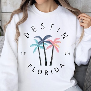 Destin Florida Crewneck Sweatshirt, Lightweight Sweatshirt for Beach Lovers, Vacation Apparel, Summer Gift, Cozy Autumn Wear