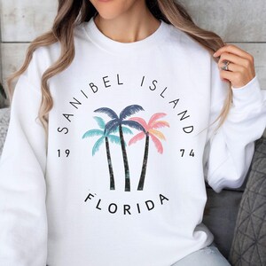 Sanibel Island Florida Sweatshirt, Unisex Crewneck Pullover, Tropical Vibe, Beach Lovers Gift, Casual Wear, Summer Fashion