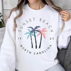 Sunset Beach Sweatshirt, Sunset Beach Crewneck Sweater, North Carolina Pullover Crewneck, Beach Lover Gift, Road Trip Shirt, Oversized Top