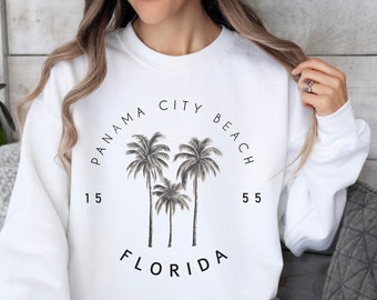 Panama City Beach Sweatshirt, Florida Sweater, PCB Pullover, Palm Crewneck Top, Beach Lover Souvenir, Palm Tree Hoodie, Sunshine State