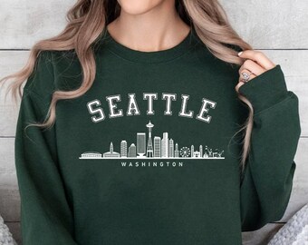 Seattle Sweatshirt, Seattle Hoodie, Washington Top, Seattle Crewneck, Vacation Shirt Gift, Travel Sweater, WA State Souvenir, Space needle