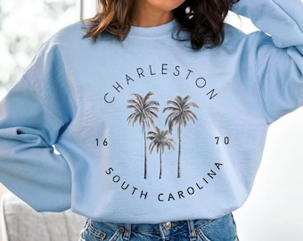 Charleston South Carolina Sweatshirt, Unisex Charleston Sweatshirt, Trendy Beach Crewneck Pullover, Charleston Souvenir, Charleston Gift