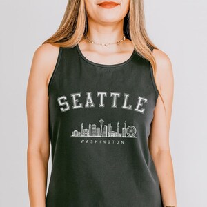 Seattle WA Comfort Colors Tank, Seattle Skyline Shirt, Washington State Top, PNW Souvenir, Space Needle Tank, Seattle Gift, PNW Apparel