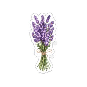 May include: A bouquet of purple lavender flowers tied together with twine.