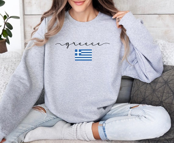 Greece Crewneck Sweatshirt, Greece Travel Sweater, Greece Souvenir, Summer Vacation Shirt, Greek American Gift, Yaya Yiayia, Greek Clothing