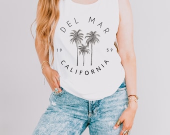 Del Mar CA Comfort Colors Tank, California Beach Shirt, Bay Coast Tank Top, West Coast Travel Tee, Cali Road Trip Gift, Coastal Souvenir