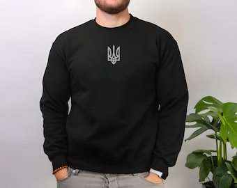 Ukrainian Sweatshirt, Ukraine Sweatshirts, Zelensky Sweater, Ukrainian Gift, Ukraine Coat Of Arms Top, Trident Crewneck, Proud Ukrainian