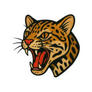 Ocelot Sticker, Neo-traditional Tattoo Ocelot Decal, Boho Wild Cat ...