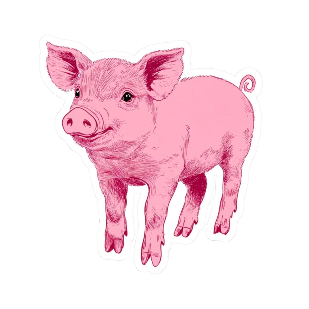 Sticker Sapi Pink Pink Pig Sticker, Cute Animal Decal, Fun Laptop Sticker, Gift for Pig ...