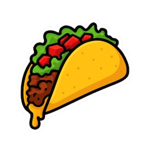 Taco Sticker, Fun Foodie Vinyl Decal, Cute Taco Laptop Accessory, Party Favor for Taco Lovers, Quirky Journal and Water Bottle Decor
