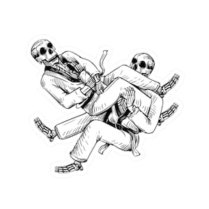 Pegatina troquelada de esqueleto de Jiu-Jitsu brasileño, pegatina de Jiu-Jitsu, regalo de artes marciales para él, pegatina para portátil de luchador, pegatina para botella de agua
