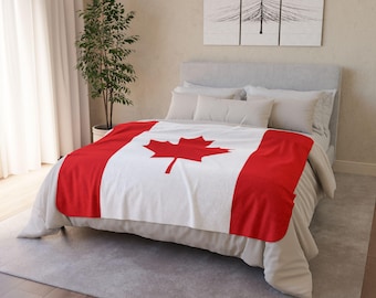 Canadian Fleece Sherpa Blanket, Soft Warm Throw, Canada Flag Gift, Home Decor, Canada Day, Father's Day, Cozy Canadian Gift for Her