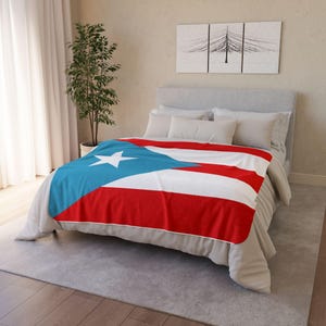 Puerto Rican Flag Fleece Sherpa Blanket, Cozy Throw for Pride, Home Decor, Gift for Him/Her, Hispanic Heritage, Outdoor Events