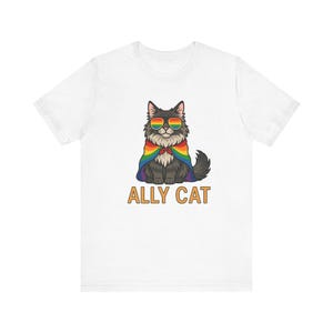 Pride Ally Cat Shirt, Funny Pride Shirt, Retro Rainbow Colors Cat Ally Shirt, Cat Pride Shirt, LGBTQ Shirt, LGBT Gifts, Love Is Love T-Shirt