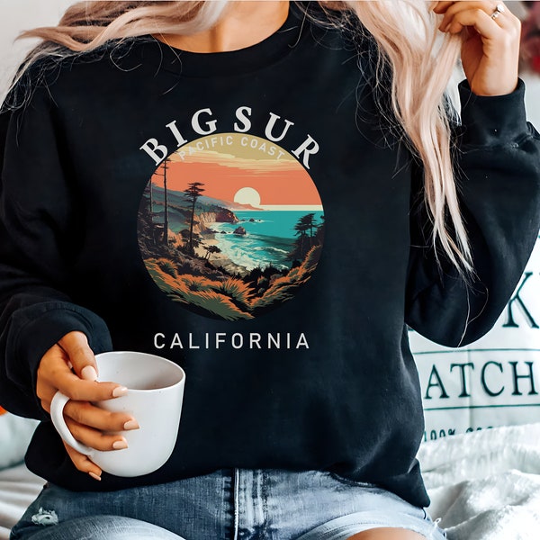 Big Sur Sweatshirt, Unisex zachte en comfortabele trui met ronde hals, Nationaal Park Sweatshirt, Campingcadeau, Wandelcadeau, Californië staat CA
