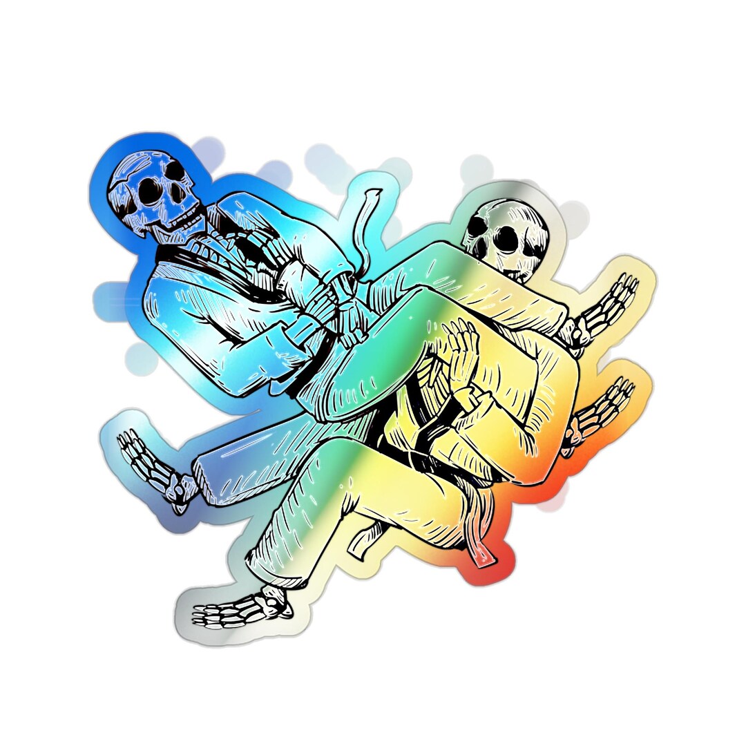 Brazilian Jiu Jitsu Skeleton Holographic Sticker, Jiu Jitsu Sticker ...