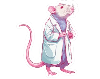 Lab Rat Sticker, Cute Lab Rat Decals for School, Laptop Decor, Science Gifts, Animal Art, Research Lab Stickers, Cute Gift for Rat Owner