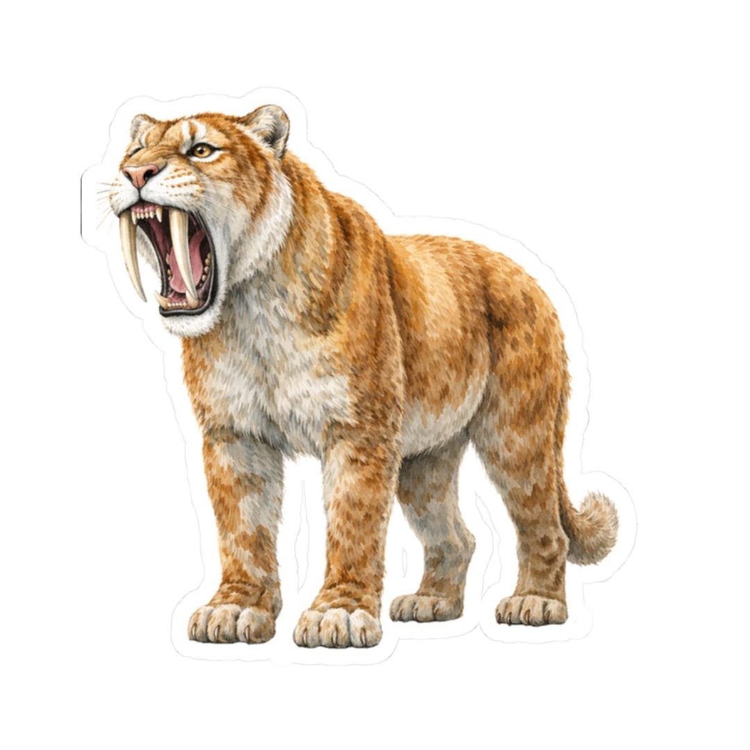Exticnt Sticker Sabertooth Tiger Sticker, Saber-tooth Cat Kiss-cut Stickers, Extinct ...