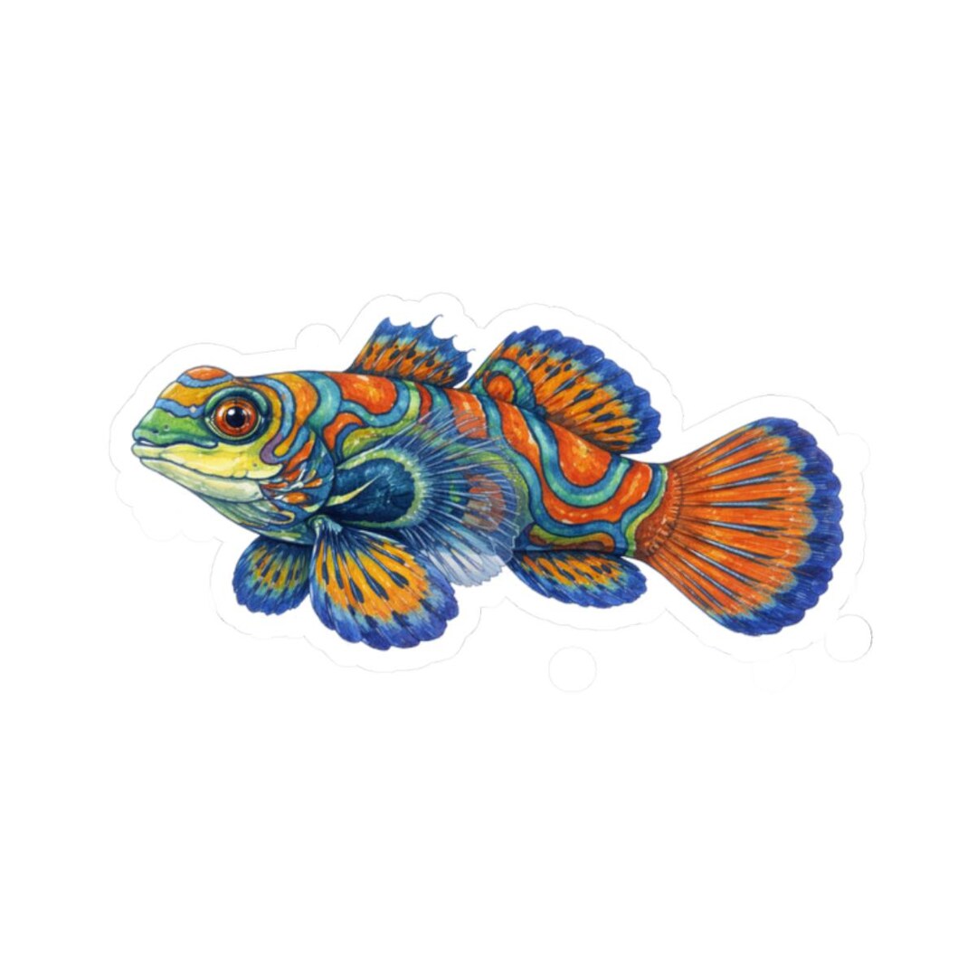 Mandarin Fish Sticker, Ocean Aquarium Decal, Colorful Tropical Reef ...