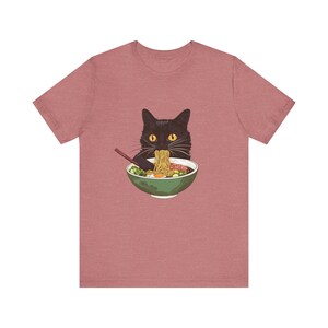 Ramen Cat T-Shirt, Cat Lover Gift, Kawaii Shirt, Japanese Style Art Tee image 3