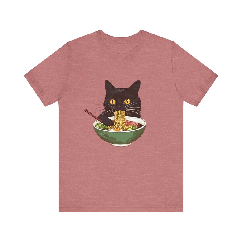 Ramen Cat T-Shirt, Cat Lover Gift, Kawaii Shirt, Japanese Style Art Tee image 3