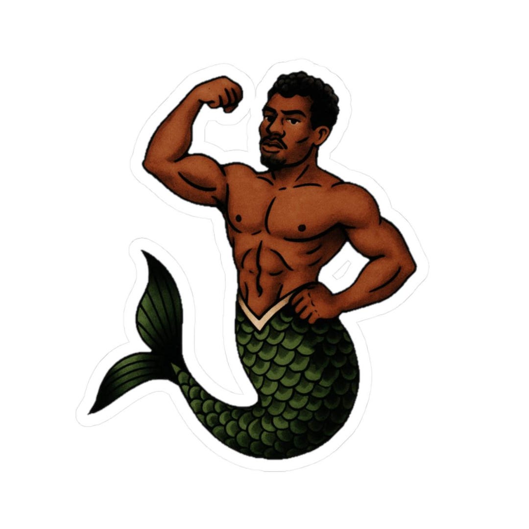 Muscle Mermen Black Muscle Merman Sticker, Kiss-cut Vinyl Laptop Decal - Etsy