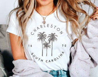 Charleston T-shirt, Beachy Tee, South Carolina Top, Trendy Beach Coverup Shirt, Southern Travel Souvenir, SC Palm Tree Shirt, Southern Top