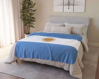 Argentina Flag Fleece Sherpa Blanket, Travel, Picnics, Game Day, Beach & Gifts, Travel Lovers, Sports Fans, Holidays, South American Pride