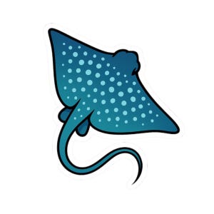 Blue Ray Fish Sticker, Cute Marine Animal Decal, Ocean Life Vinyl for Laptop, Water Bottle, Scrapbook, Gift for Sea & Nature Lovers