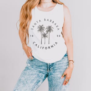 Santa Barbara Comfort Colors Tank, California Coastal Shirt, SoCal Surf Tank Top, West Coast Summer Tee, Cali Beach Souvenir, Travel Gift
