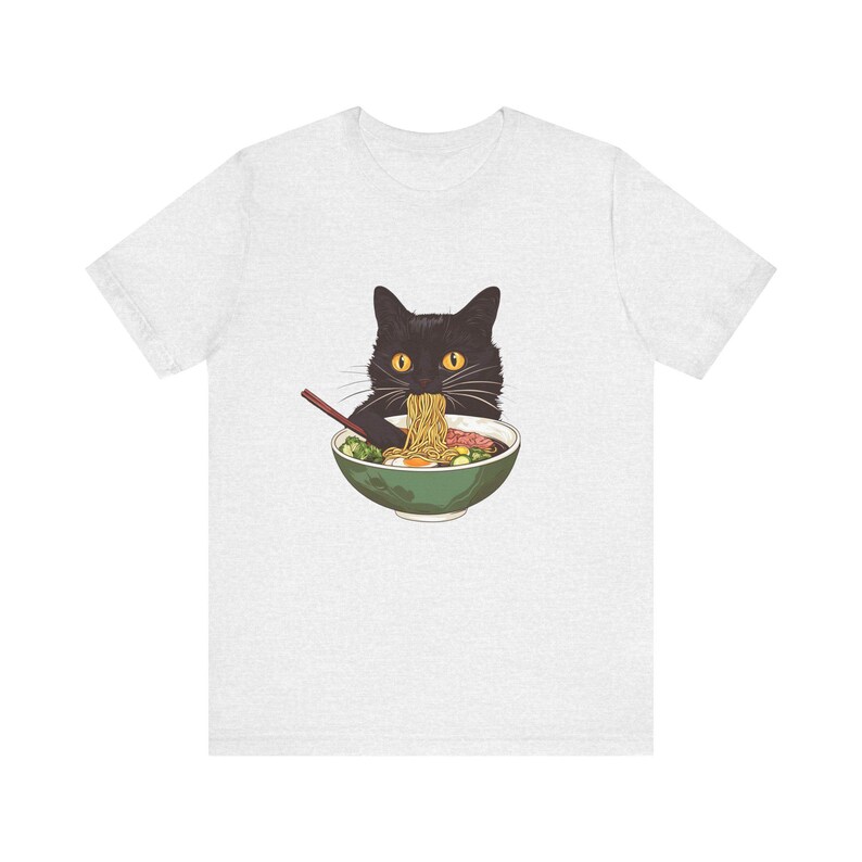 Ramen Cat T-Shirt, Cat Lover Gift, Kawaii Shirt, Japanese Style Art Tee image 2