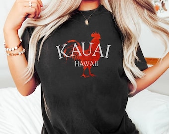 Kauai Rooster T-Shirt, Hawaii Island Tee, Tropical Rooster Shirt, Aloha State Apparel, HI Travel Souvenir, Fun Gift for Rooster Lovers
