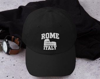 Rome Italy Embroidered Hat, Adjustable Rome Cap, Italian Pride Dad Hat, Rome Baseball Hat, Italian Heritage Souvenir Gift