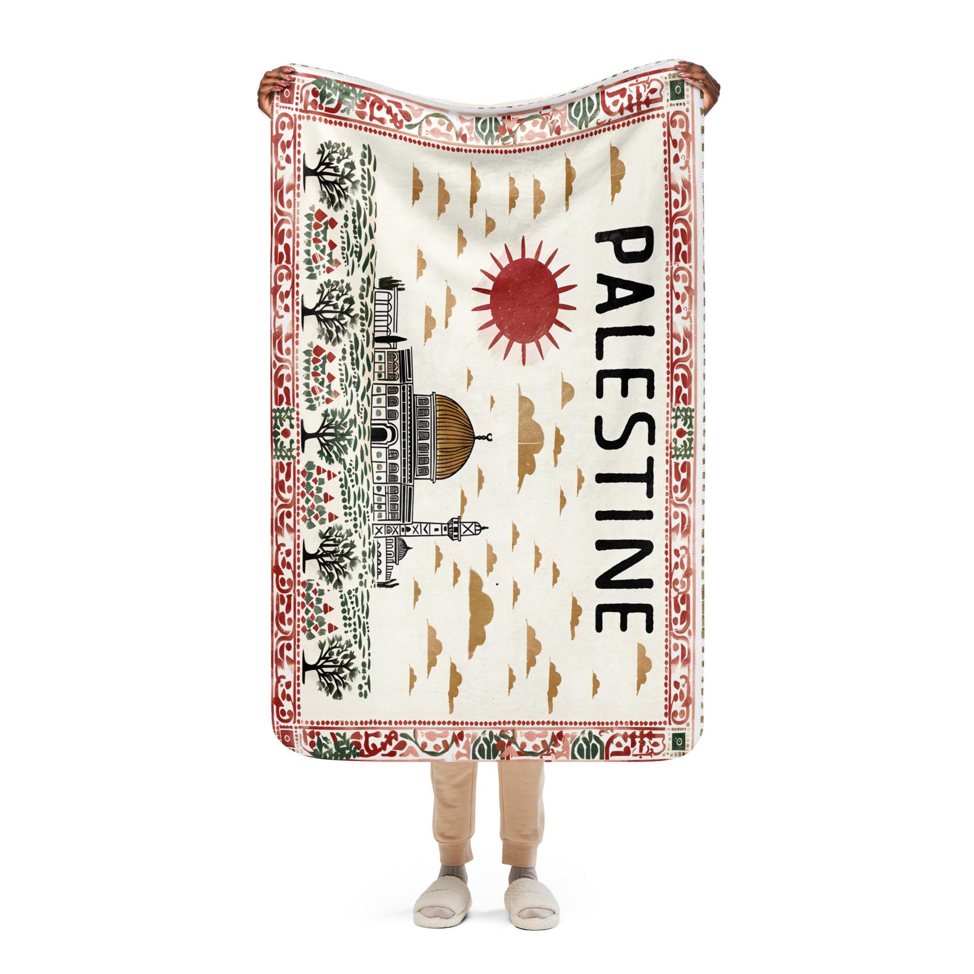 Palestine Fleece Sherpa Blanket, Palestine Mosque Blanket, Protest Blanket, Free Palestine Blanket, Middle Eastern Decor, 37" x 57"