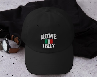 Italy Rome Embroidered Hat, Adjustable Italy Cap, Roman Pride Dad Hat, Italy Flag Baseball Hat, Italian Heritage Gift